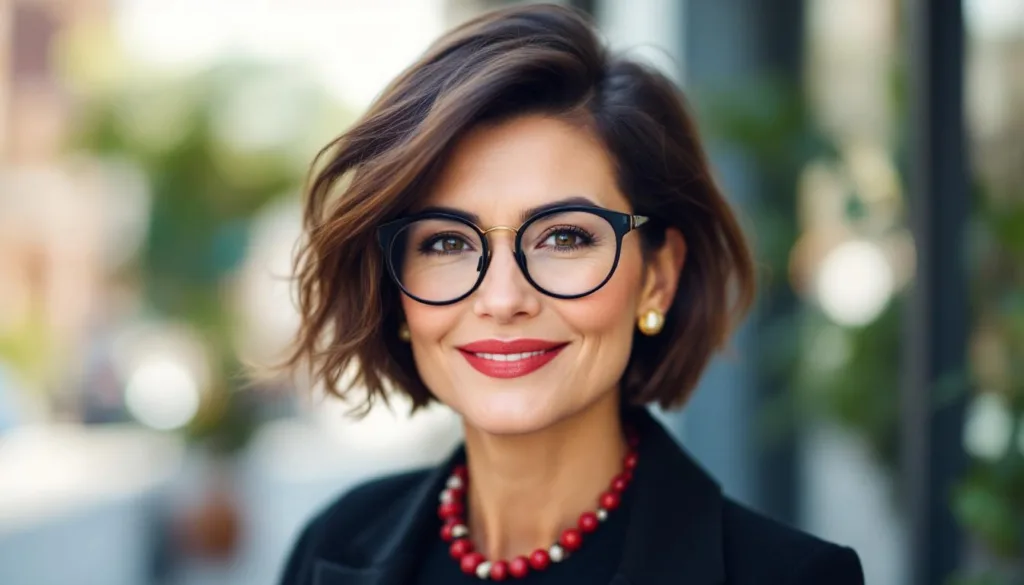 scopri il taglio di capelli perfetto per donne over 50 con occhiali, che non richiede gel né lacca e dona un aspetto ringiovanito e naturale.