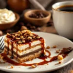 delizioso mattoncino dolce senza cottura al caffè, con biscotti, mascarpone e nocciole, pronto in un’ora per un dessert facile e irresistibile.